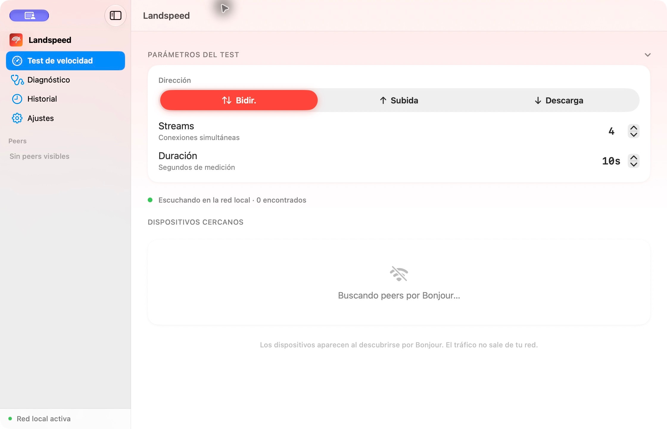 Prueba de velocidad de LandSpeed para Mac: vista real de la app